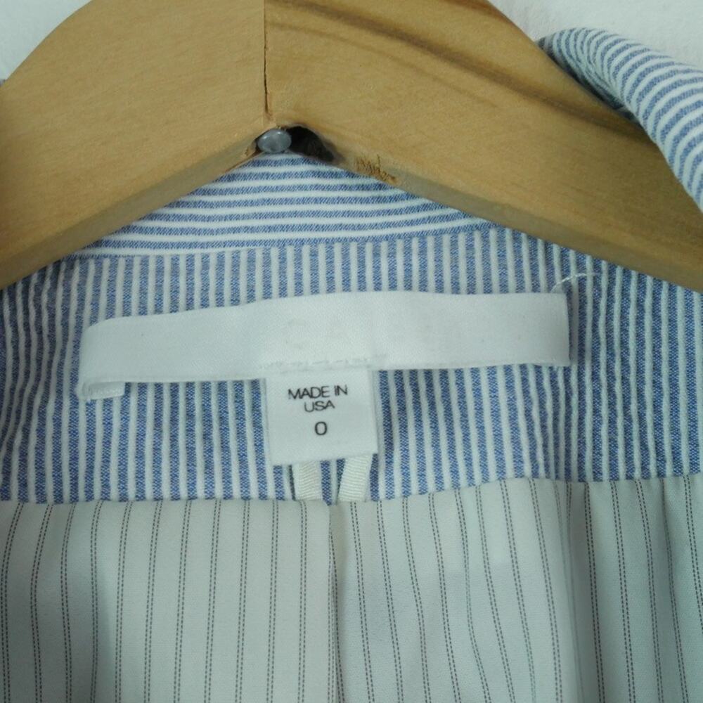 Veronica Beard Dickey Blazer Size 0 Seersucker Blue White Stripe Preppy Timeless - Picture 2 of 13